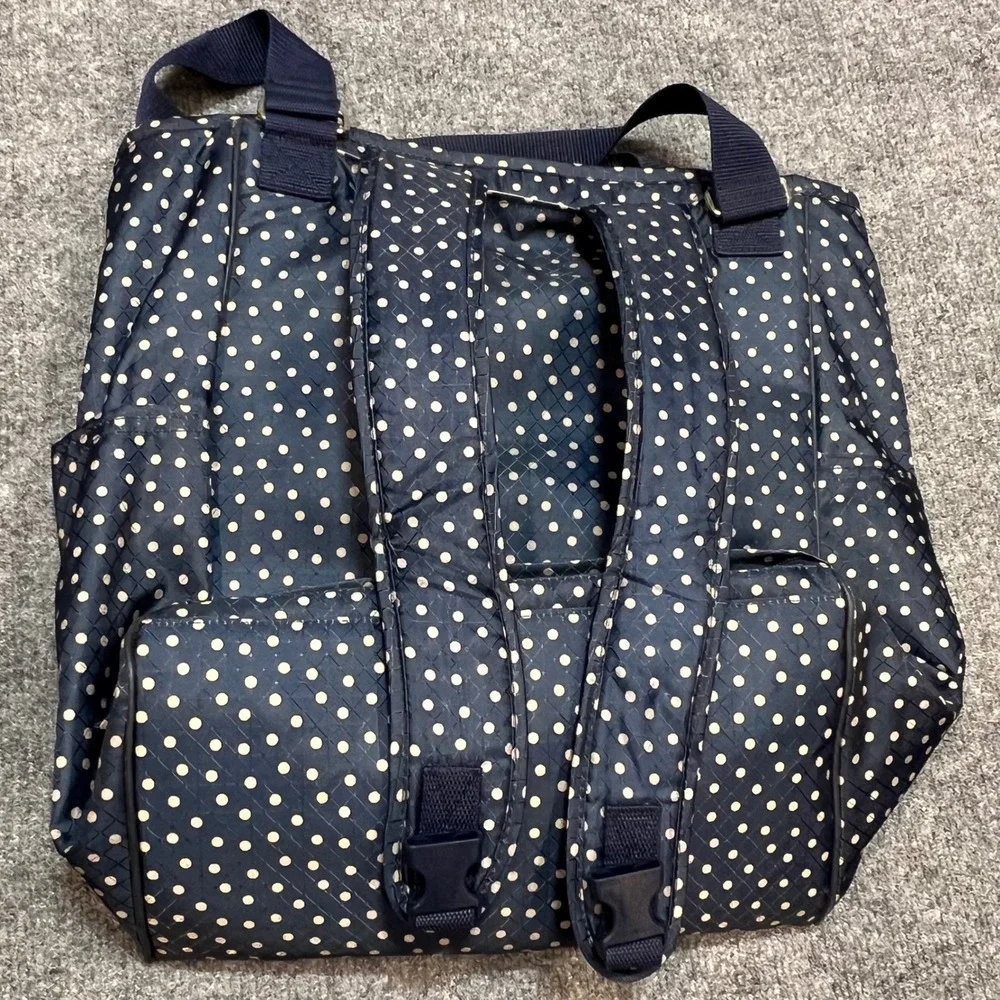 Thirty-One Take Two Tote Backpack Navy Dancing Dot Convertible Thermal Pocket